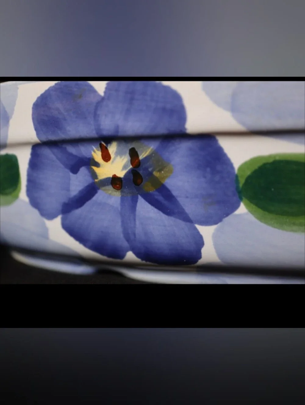 Himark Indigo Hand Painted 13'' Ceramic Blue Floral Oval Baking Casserole